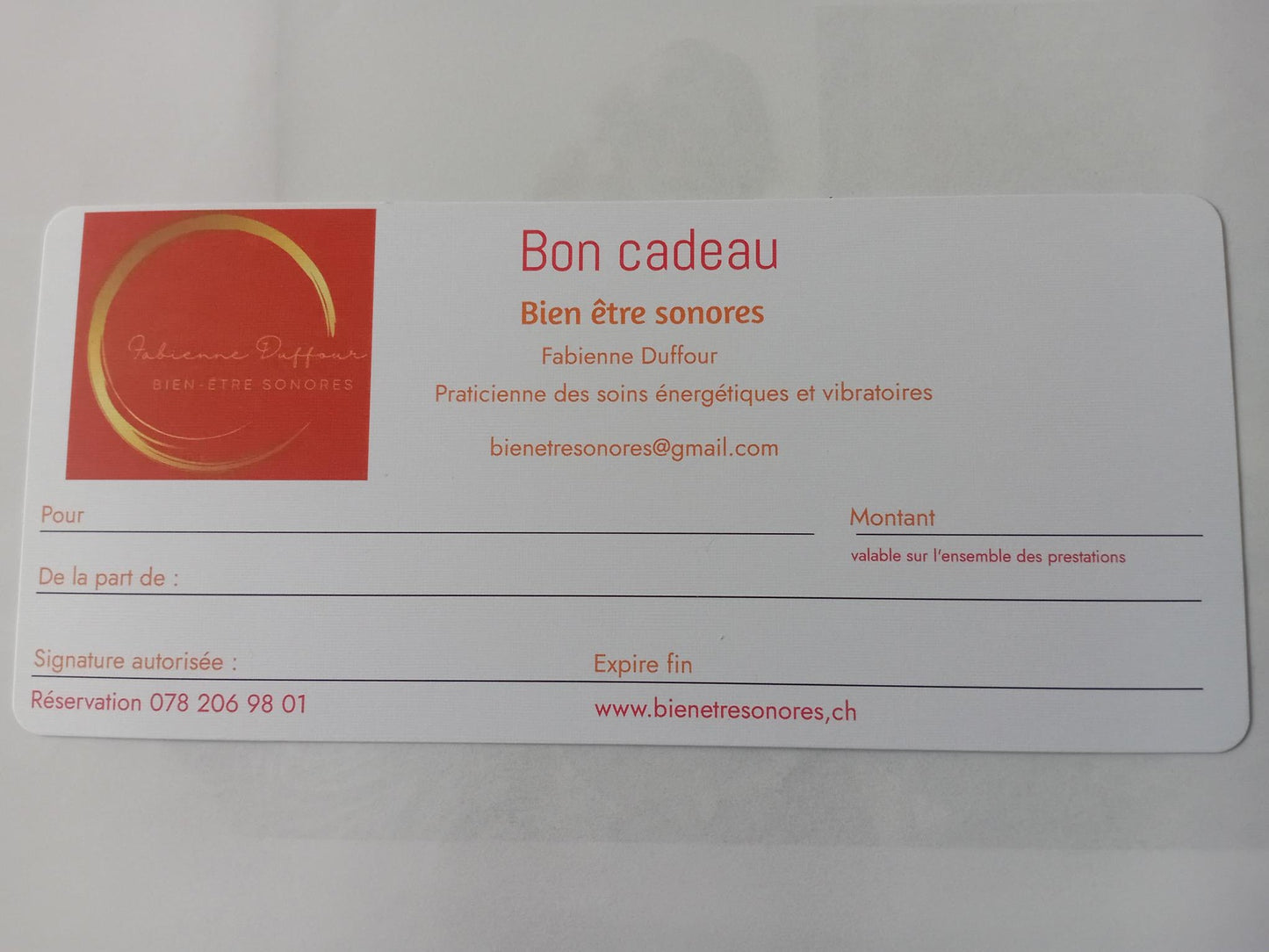 Bons cadeaux Bien-Être Sonore